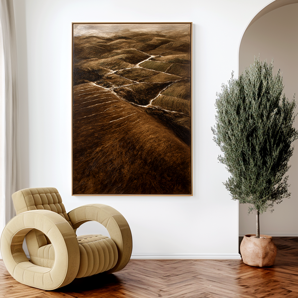 Contours of the Earth Textured Abstract Landscape Canvas Wall Art#AB14270