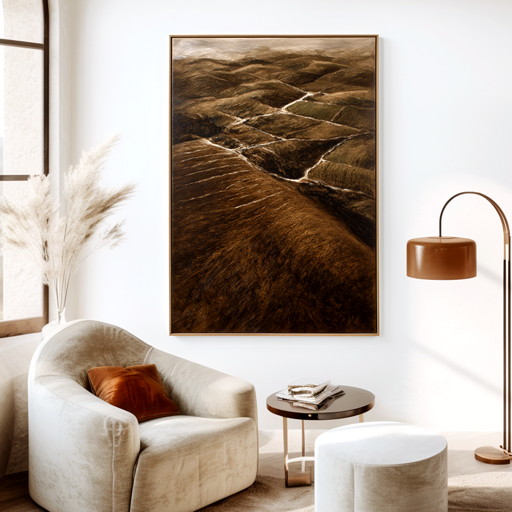 Contours of the Earth Textured Abstract Landscape Canvas Wall Art#AB14270