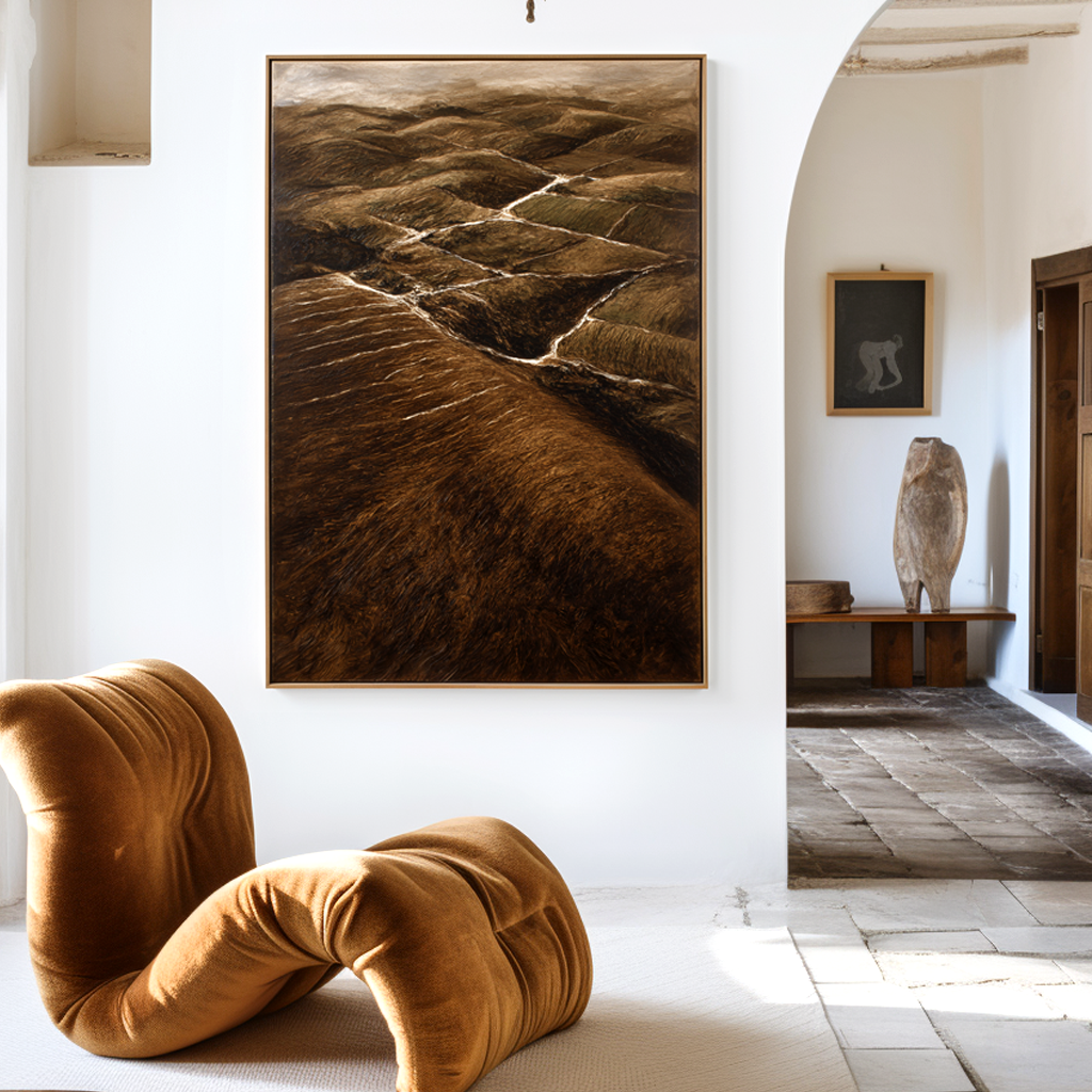 Contours of the Earth Textured Abstract Landscape Canvas Wall Art#AB14270