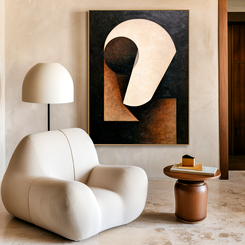 Silent Axis Minimalist Abstract Geometric Canvas Wall Art#AB14271