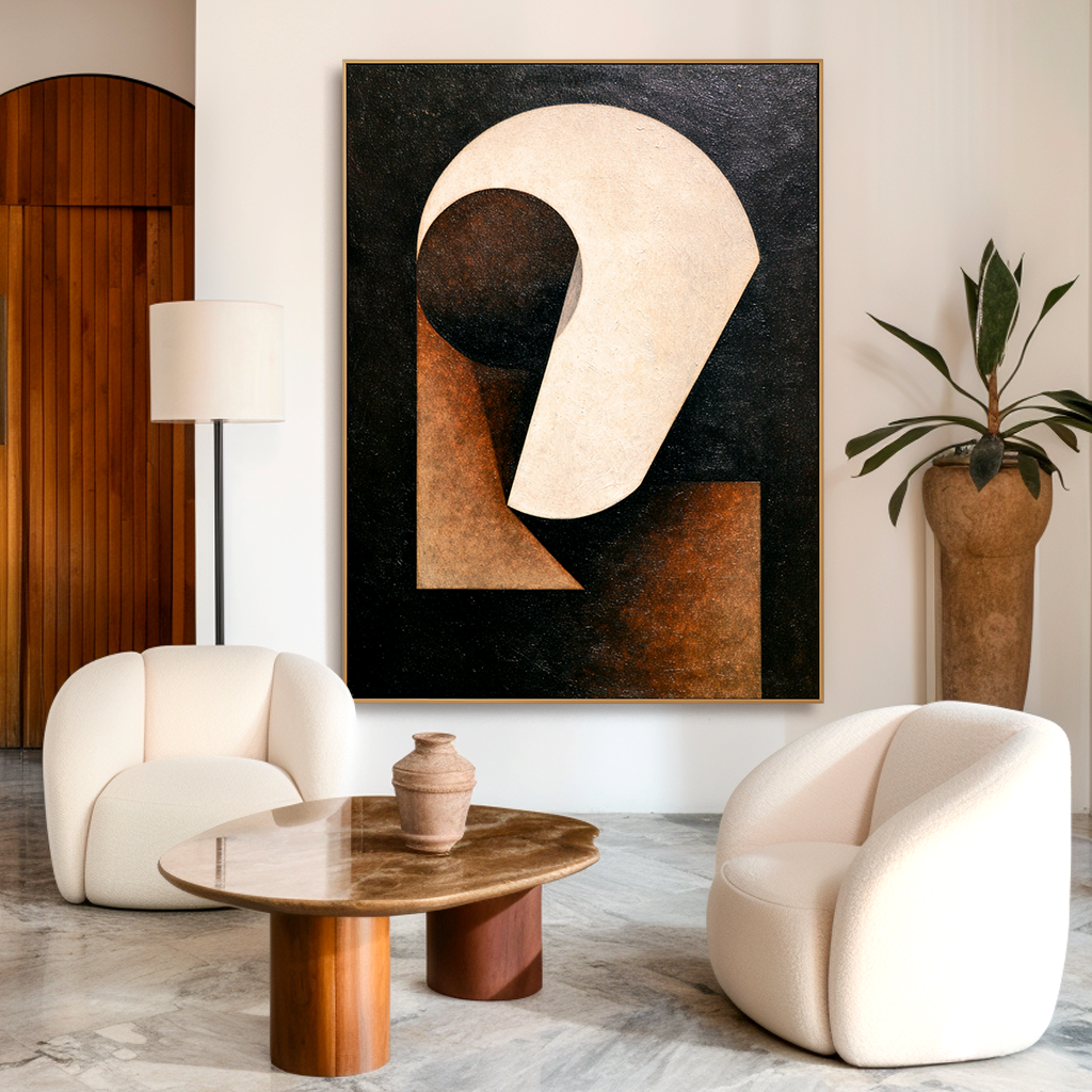 Silent Axis Minimalist Abstract Geometric Canvas Wall Art#AB14271