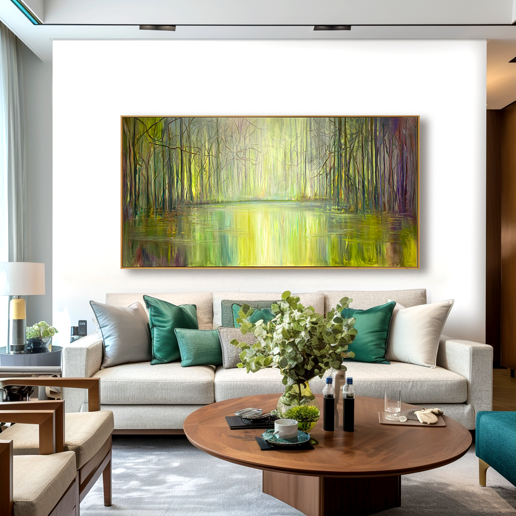 Whispering Grove Serene Abstract Landscape Canvas Wall Art#AB14273