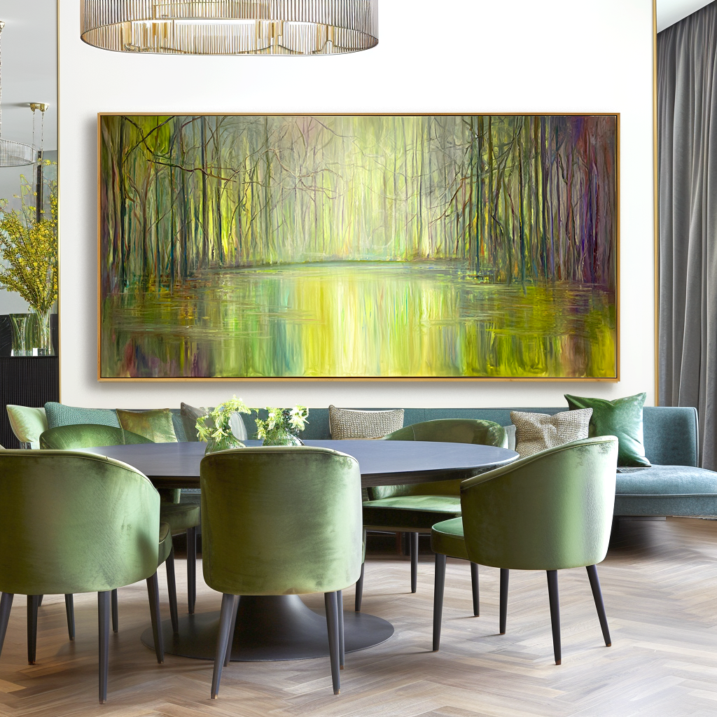 Whispering Grove Serene Abstract Landscape Canvas Wall Art#AB14273