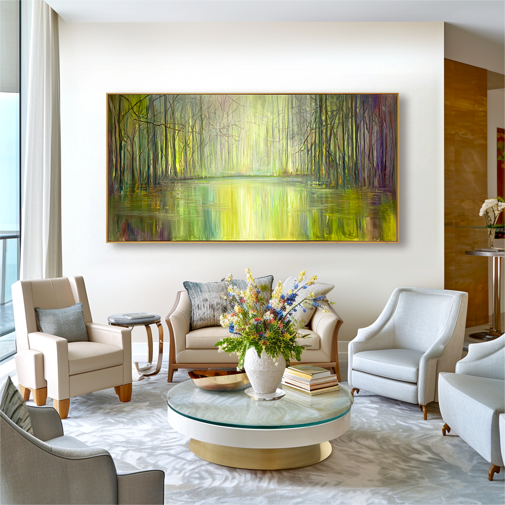 Whispering Grove Serene Abstract Landscape Canvas Wall Art#AB14273