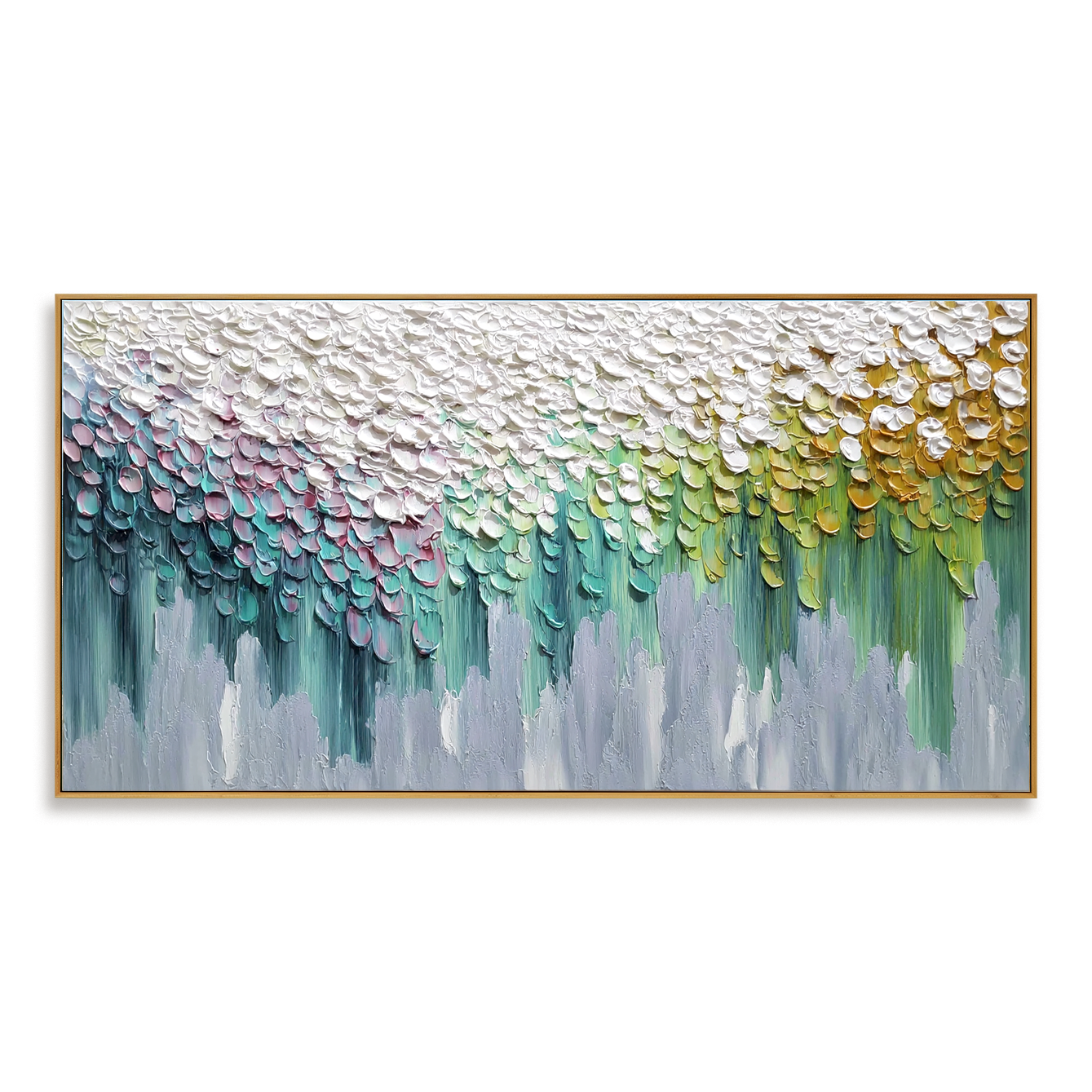 Petals of Quiet Light Textured Abstract Floral Canvas Wall Art#AB14274