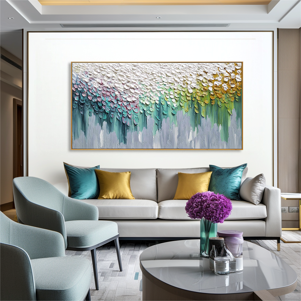 Petals of Quiet Light Textured Abstract Floral Canvas Wall Art#AB14274