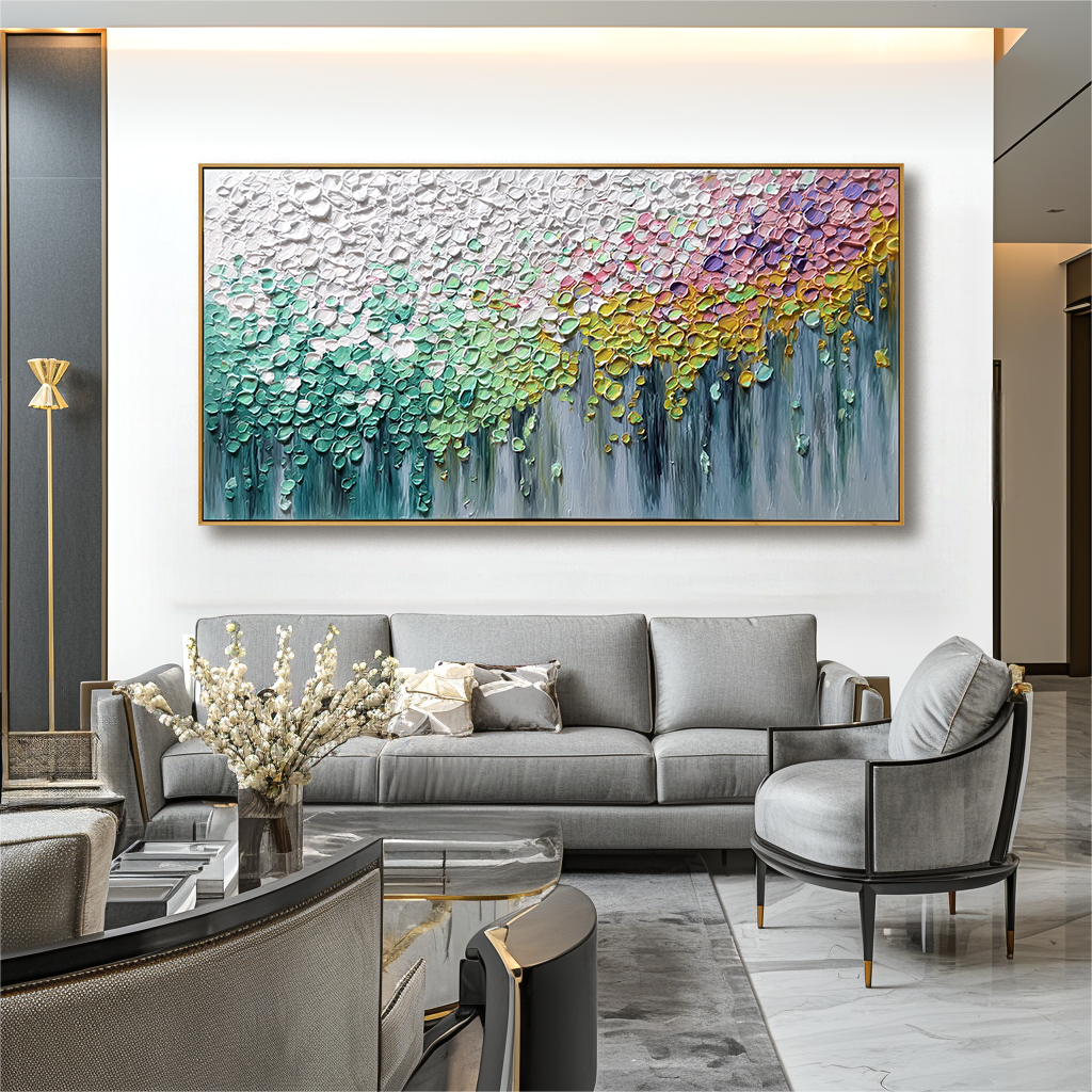 Soft Drift of Petals Textured Abstract Floral Canvas Wall Art#AB14275