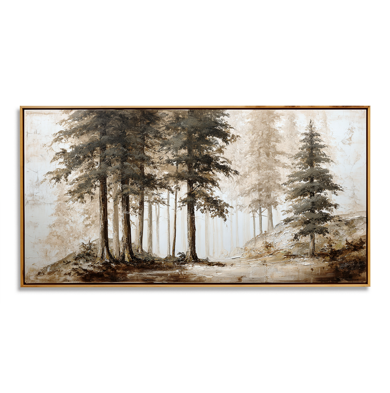Whispering Pines Textured Forest Landscape Canvas Wall Art#AB14276
