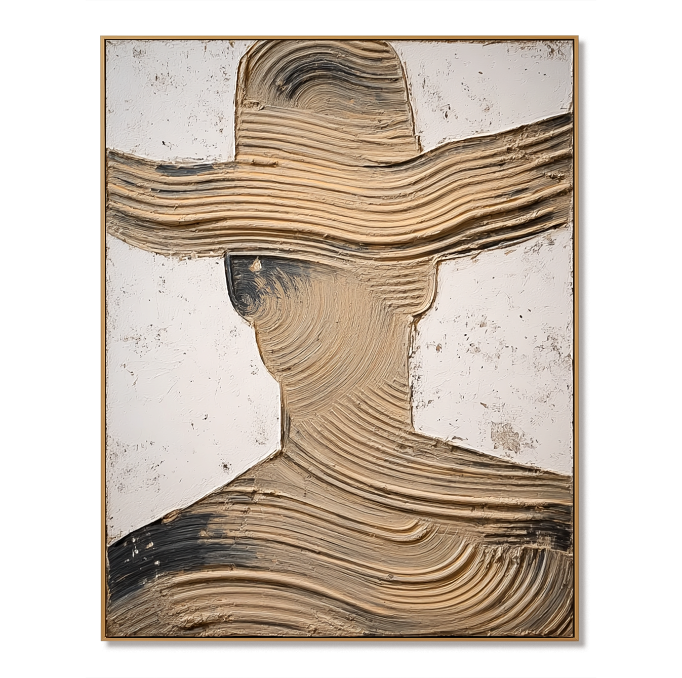 Silent Presence Abstract Textured Figure Canvas Wall Art#AB14279