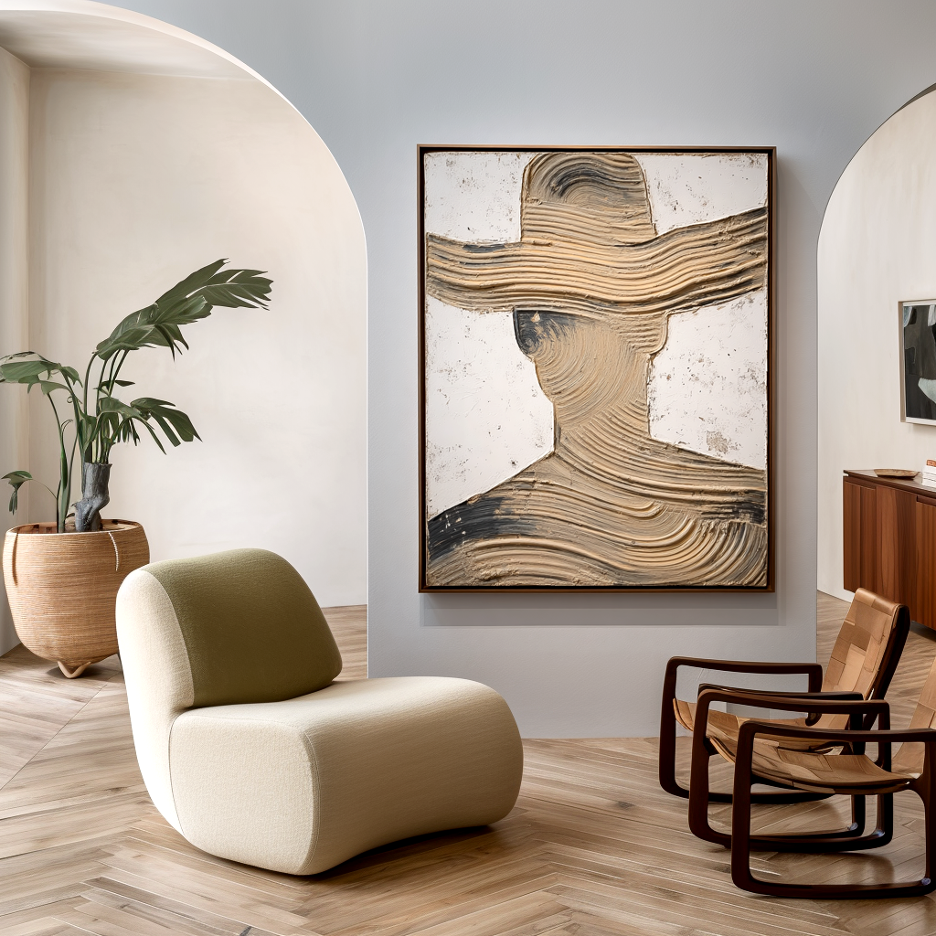 Silent Presence Abstract Textured Figure Canvas Wall Art#AB14279