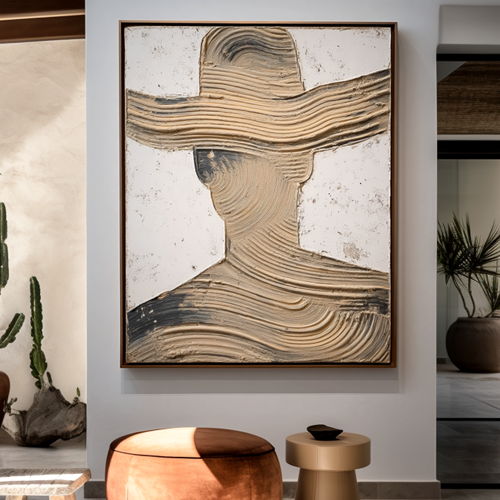 Silent Presence Abstract Textured Figure Canvas Wall Art#AB14279