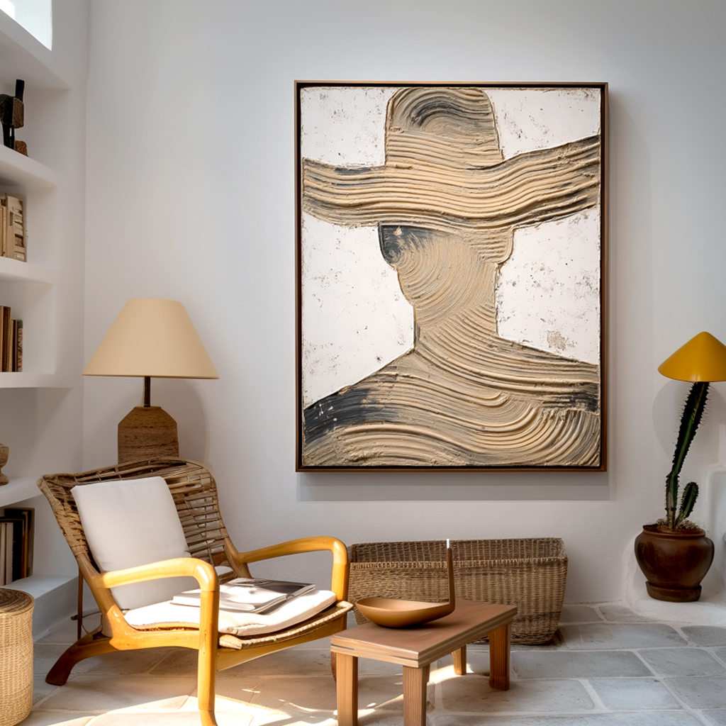 Silent Presence Abstract Textured Figure Canvas Wall Art#AB14279