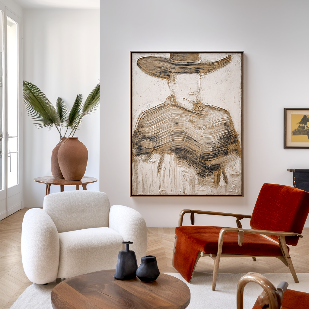 Veiled Identity Abstract Textured Figure Canvas Wall Art#AB14280