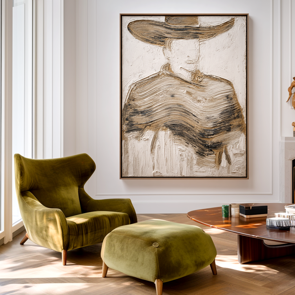 Veiled Identity Abstract Textured Figure Canvas Wall Art#AB14280