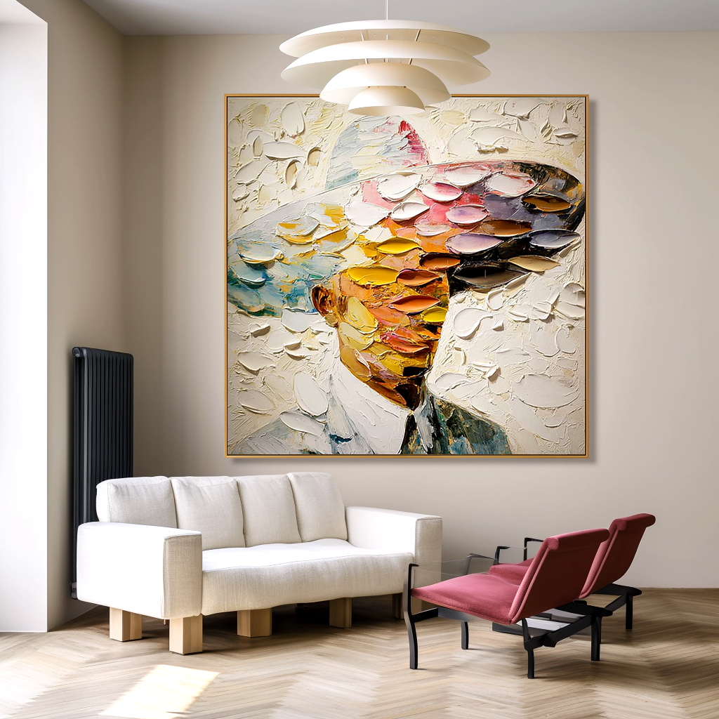 Fragments of Thought – Hand-Painted Textured Figurative Wall Art#AB14177