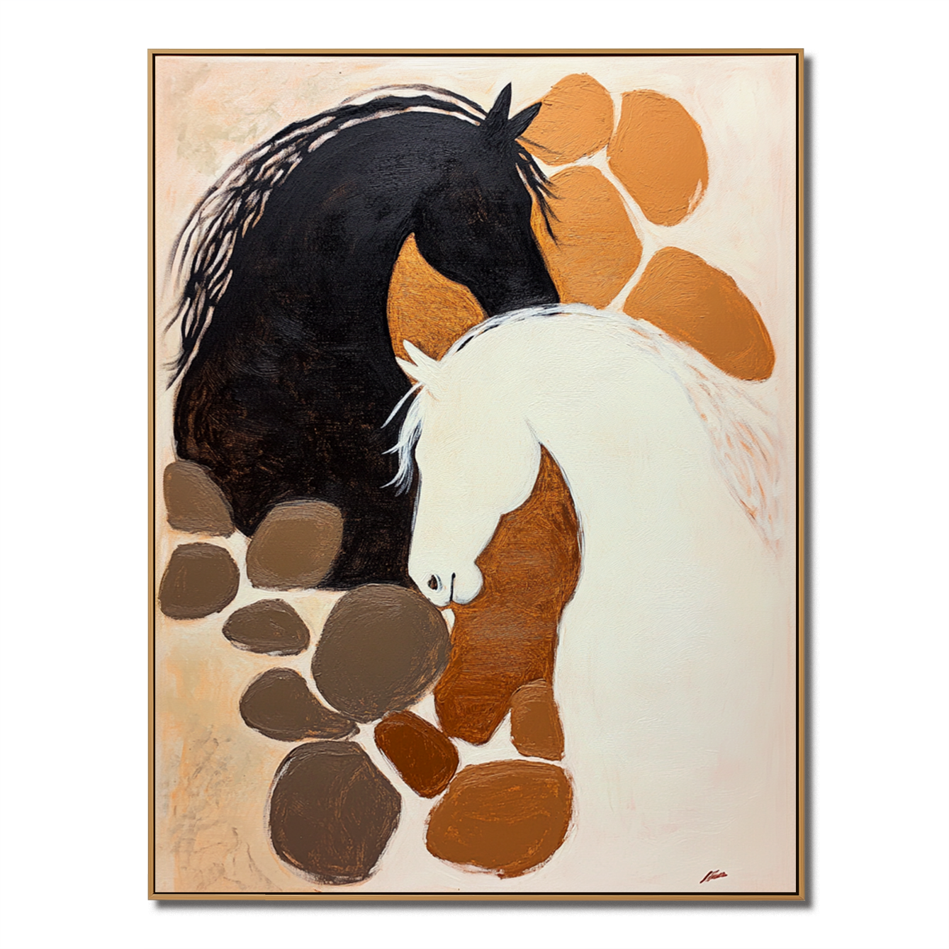 Shared Silence Abstract Textured Horse Canvas Wall Art#AB14283