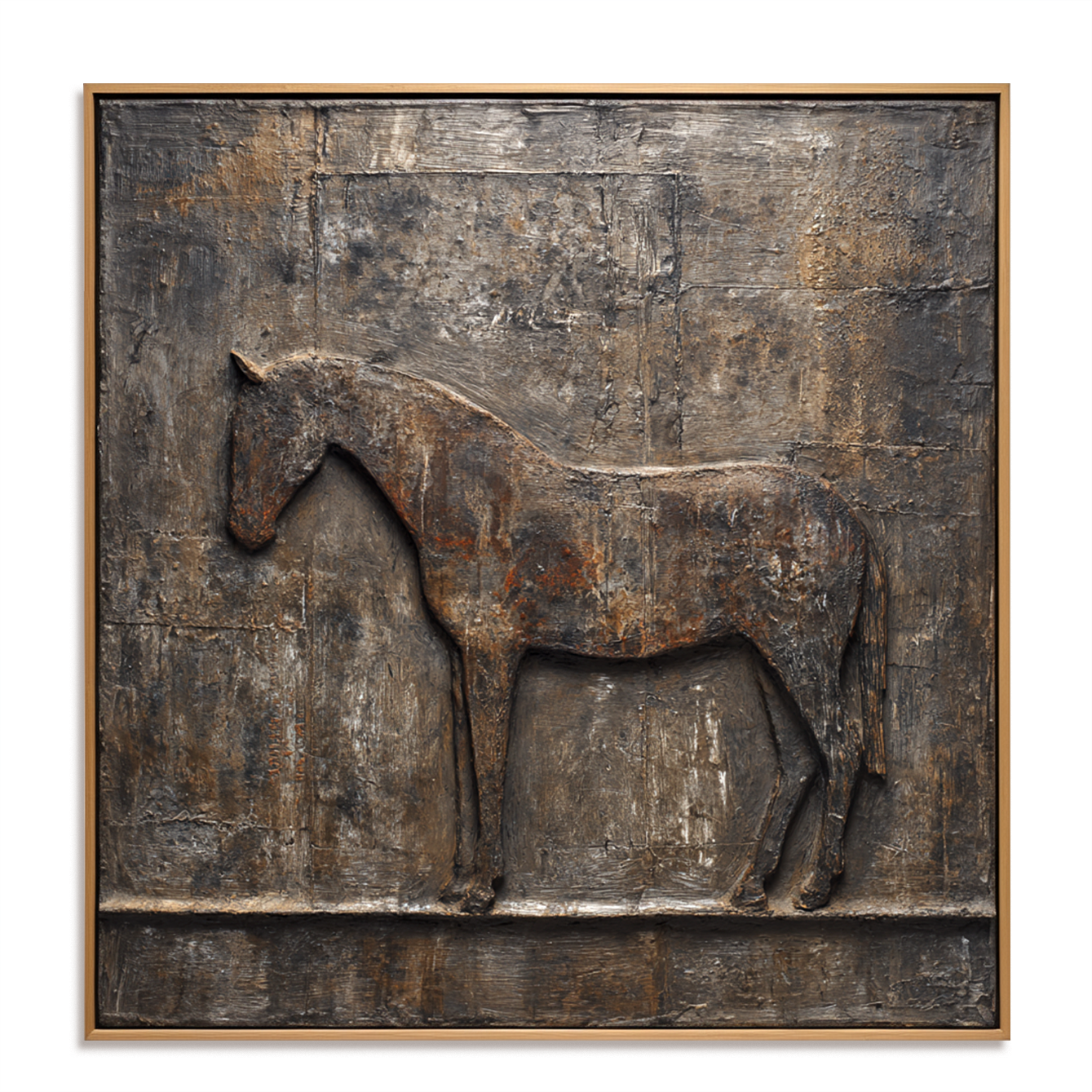 Silent Strength – Hand-Painted Textured Horse Oil Painting#AB14197