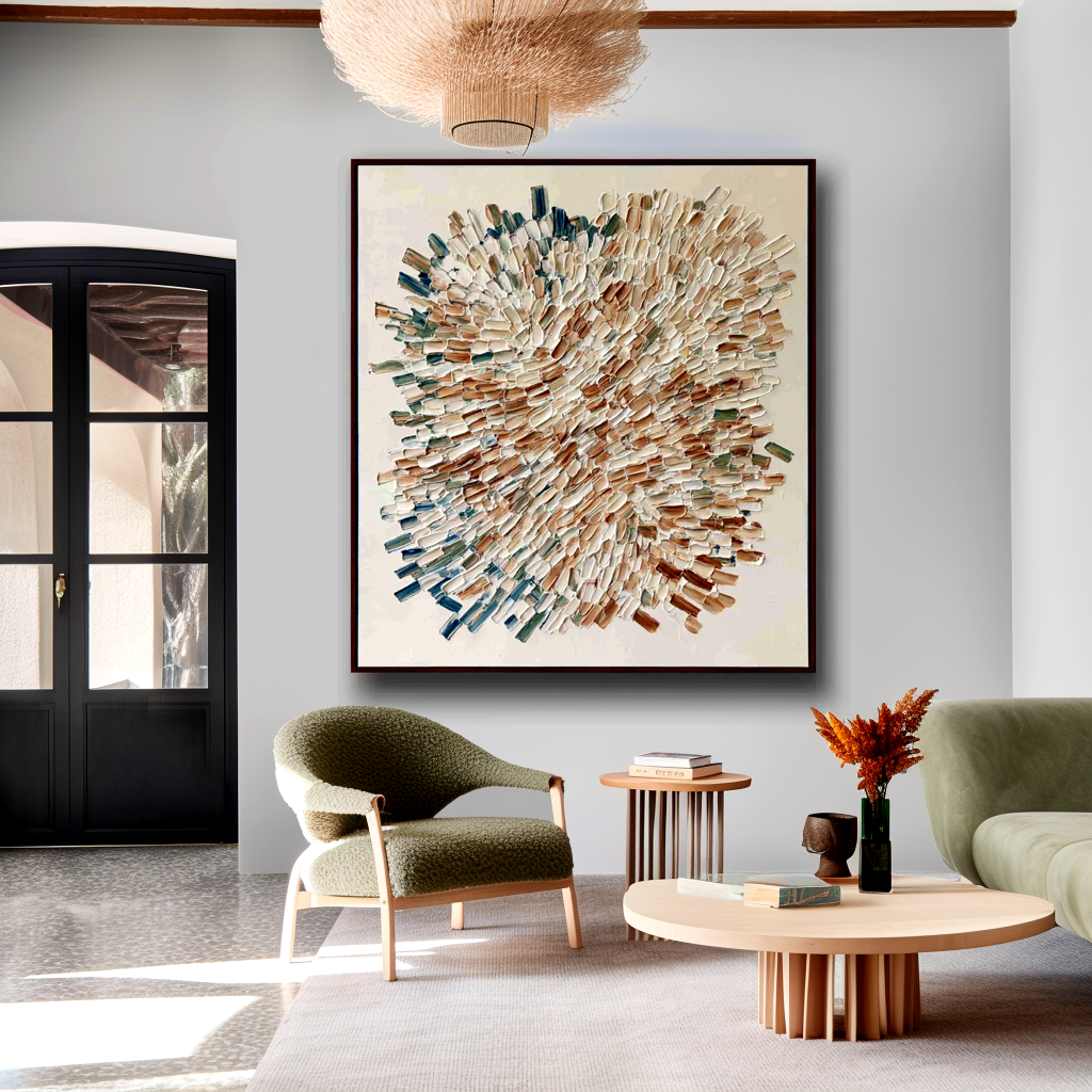 Gathered Rhythm – Hand-Painted Organic Textured Abstract Wall Art#AB14189