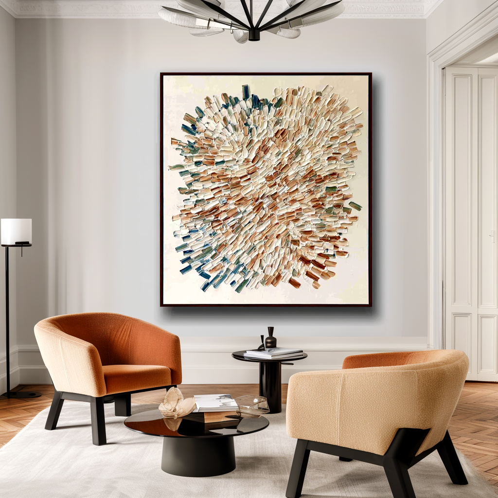 Gathered Rhythm – Hand-Painted Organic Textured Abstract Wall Art#AB14189