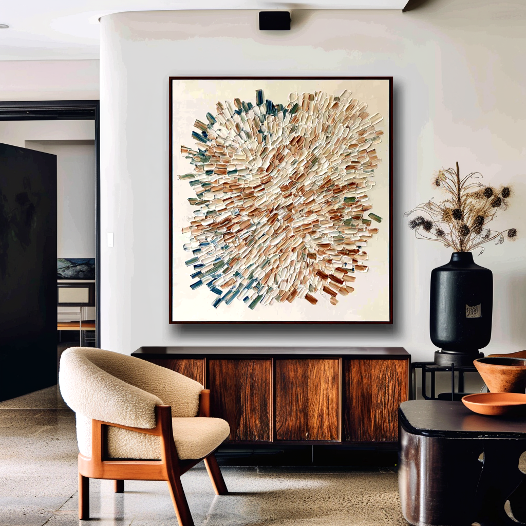 Gathered Rhythm – Hand-Painted Organic Textured Abstract Wall Art#AB14189