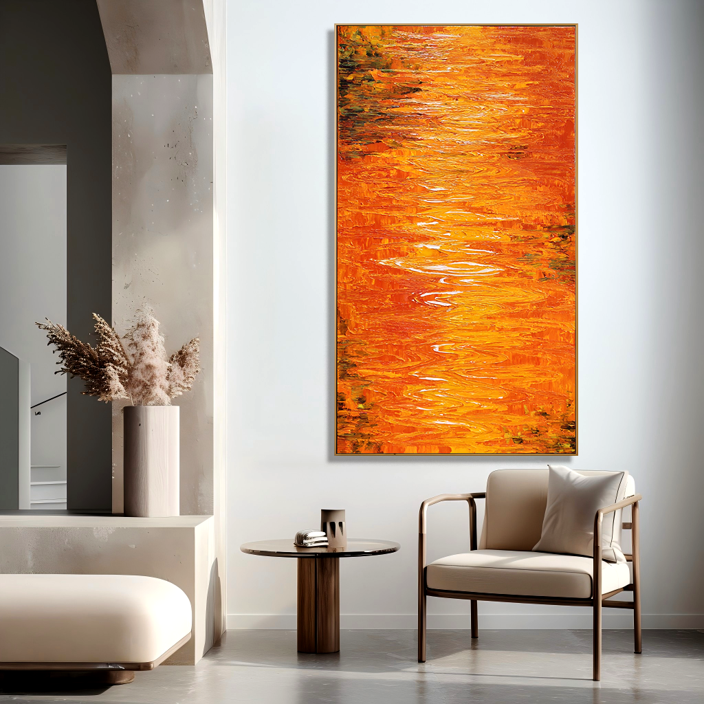 Amber Current Vertical Textured Abstract Canvas#AB14288
