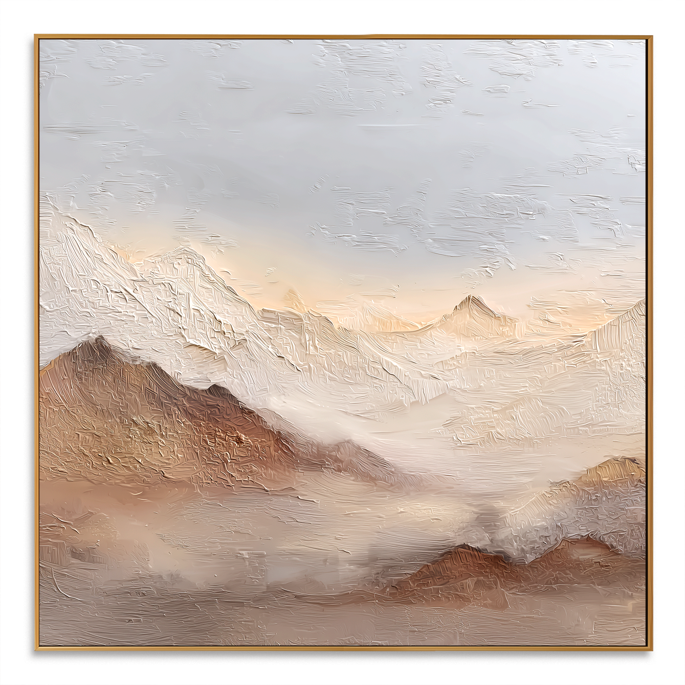 Mist Over Mountains – Hand-Painted Textured Abstract Landscape Wall Art#AB14185