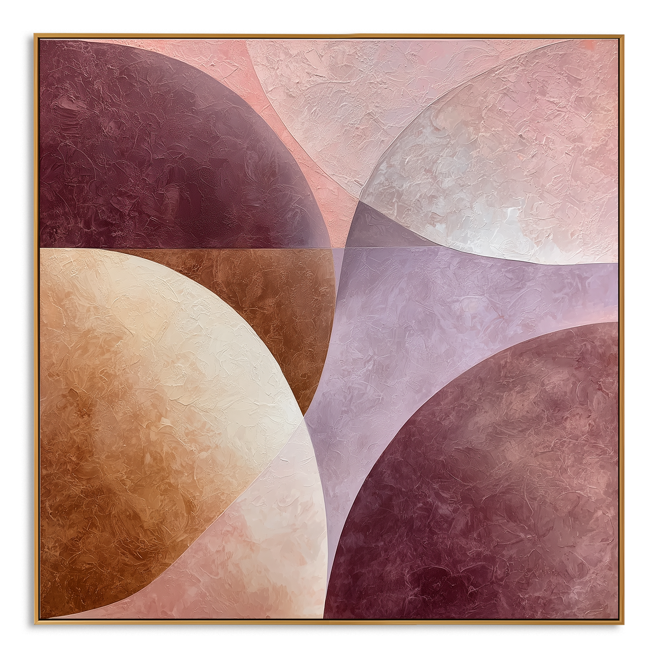 Soft Intersections – Hand-Painted Textured Geometric Abstract Wall Art#AB14184