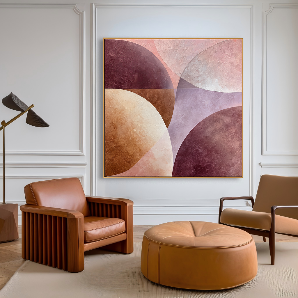 Soft Intersections – Hand-Painted Textured Geometric Abstract Wall Art#AB14184