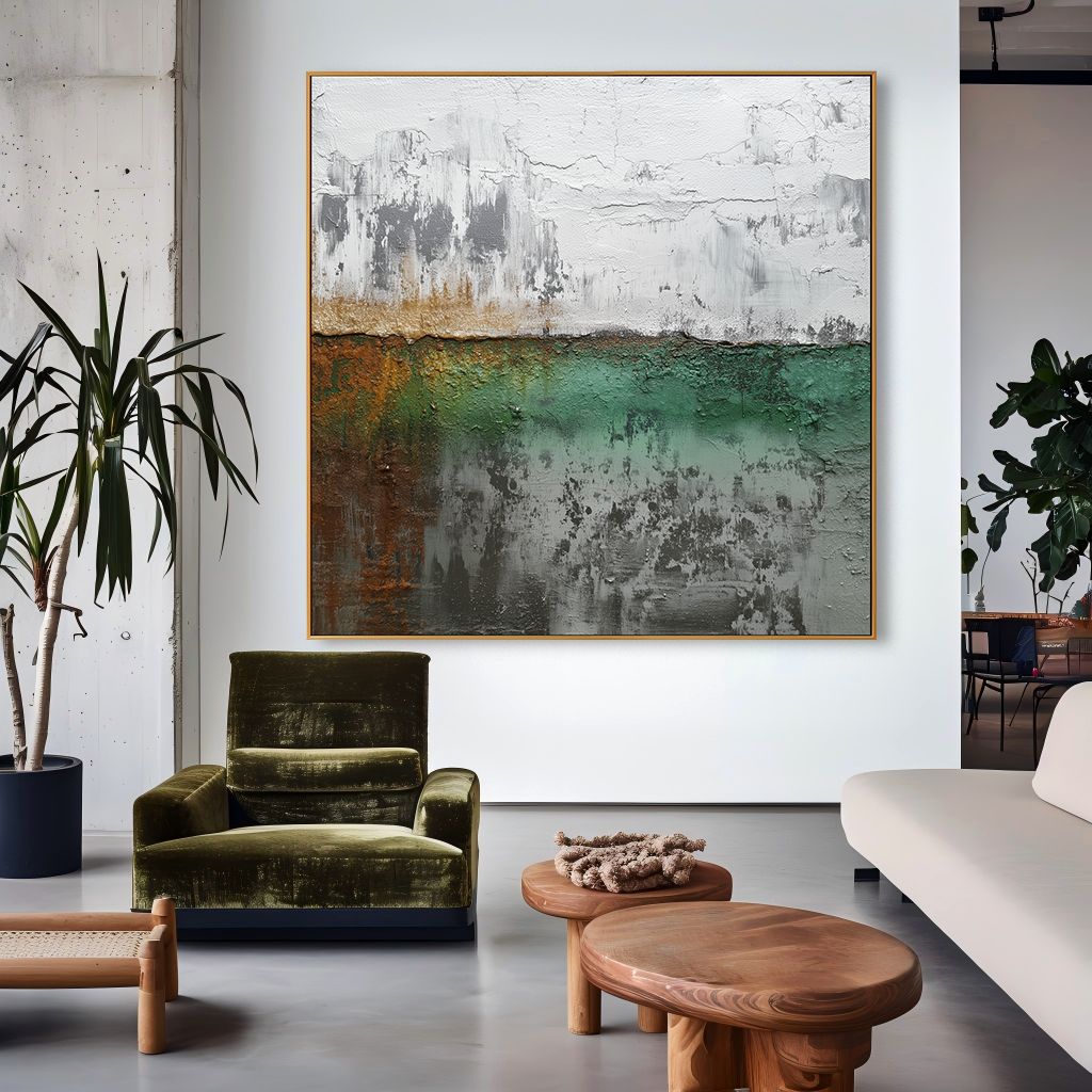 Eroded Horizon – Hand-Painted Textured Abstract Landscape Wall Art#AB14183