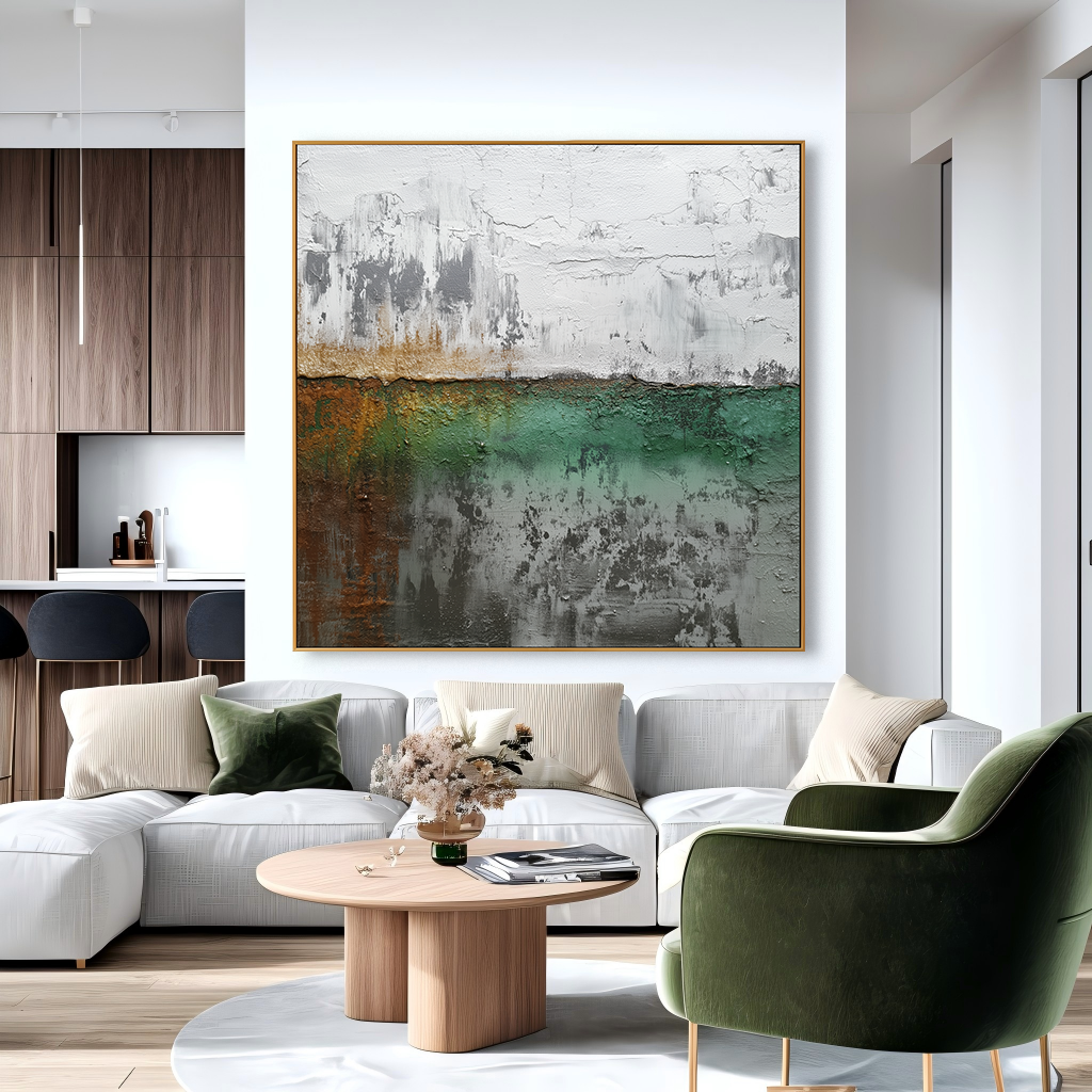 Eroded Horizon – Hand-Painted Textured Abstract Landscape Wall Art#AB14183