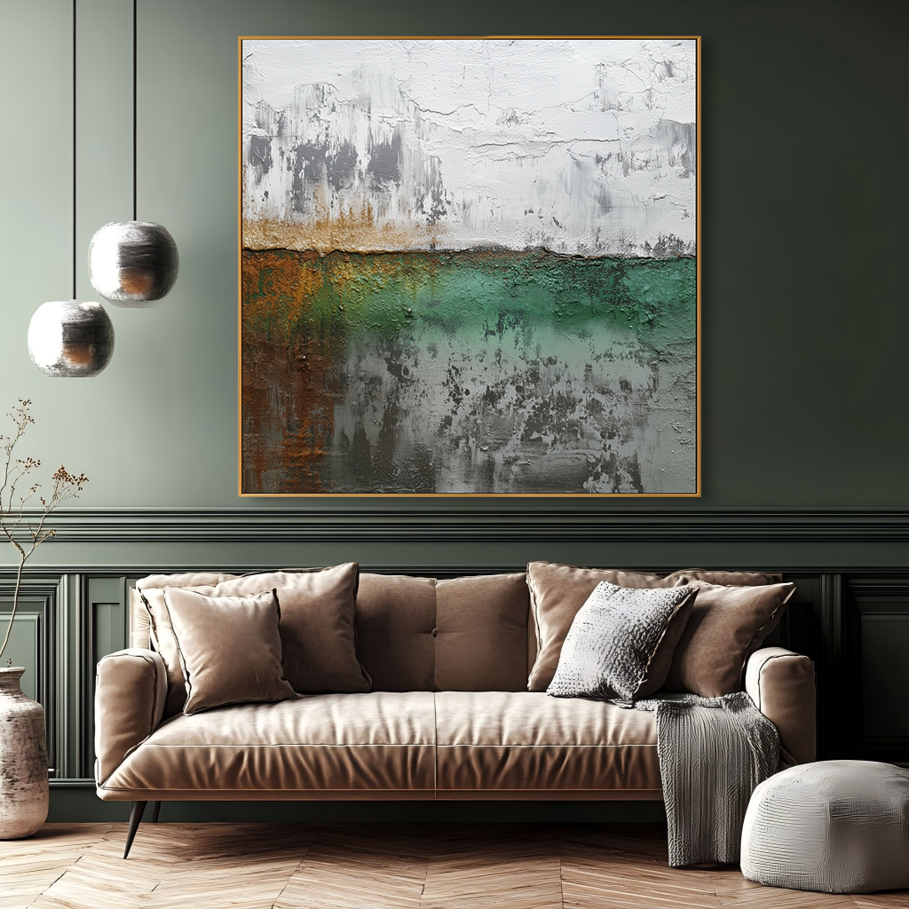 Eroded Horizon – Hand-Painted Textured Abstract Landscape Wall Art#AB14183
