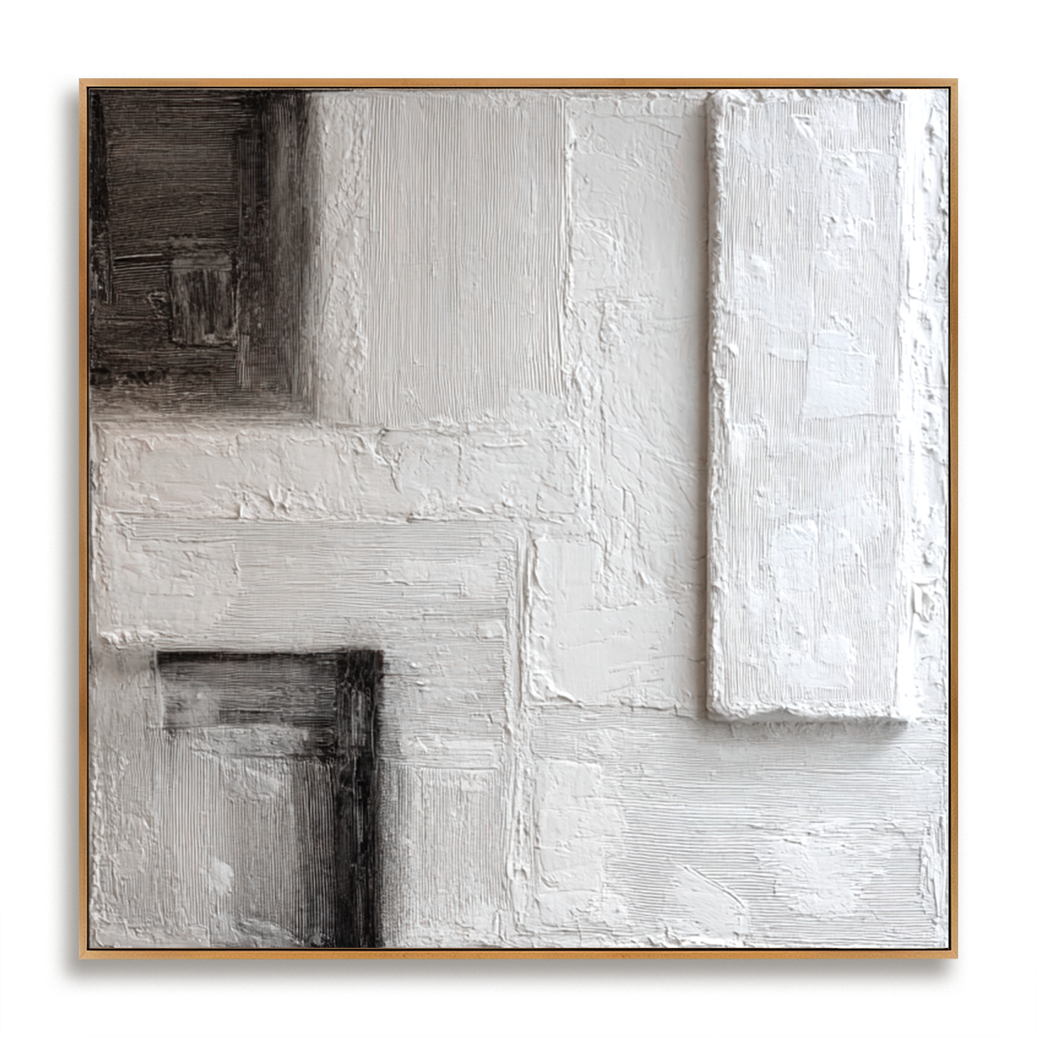 Measured Silence – Hand-Painted White Textured Abstract Wall Art#AB14180