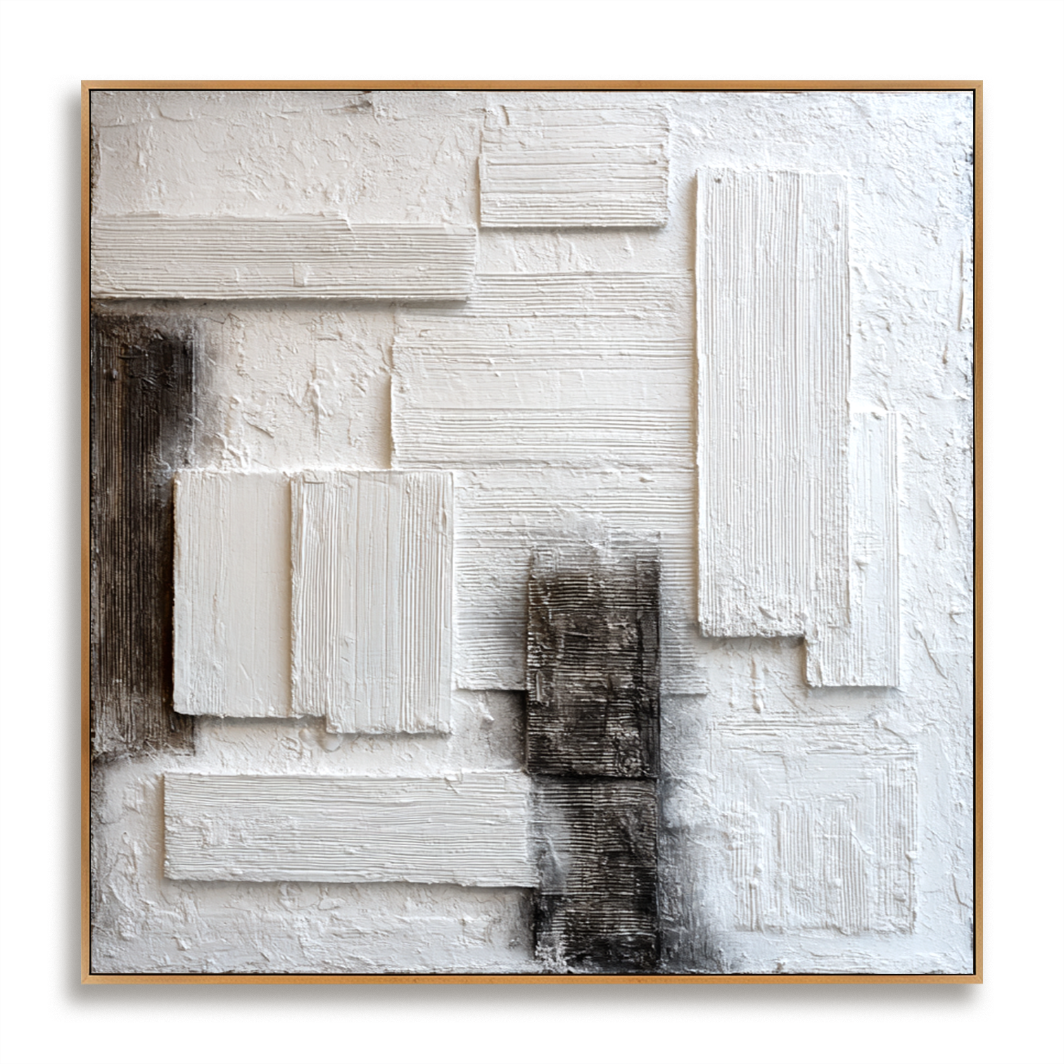 Silent Structure – Hand-Painted White Textured Abstract Wall Art#AB14178