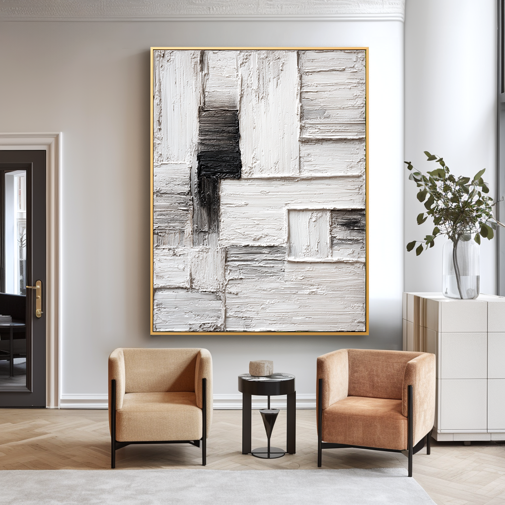 Silent Partition - Minimal Textured Abstract Canvas#AB14294