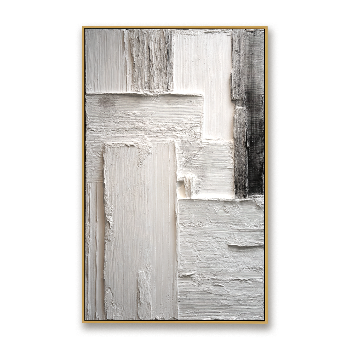 Vertical Silence - Modern Hand-Painted Minimalist Abstract Texture Canvas#AB14297