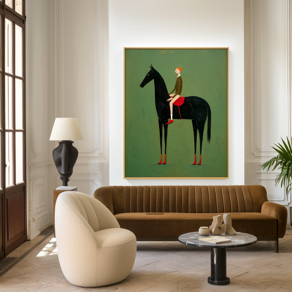 Silent Rider – Minimalist Figurative Horse Oil Painting#AB14324