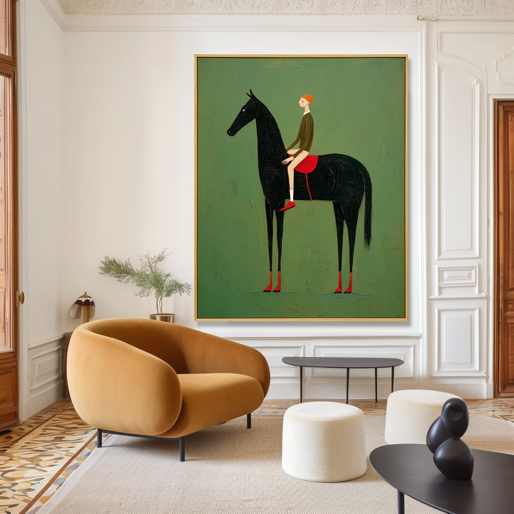 Silent Rider – Minimalist Figurative Horse Oil Painting#AB14324