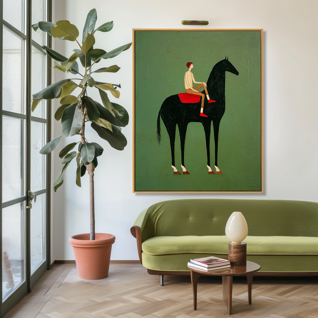 Quiet Journey – Minimalist Figurative Horse Oil Painting#AB14325