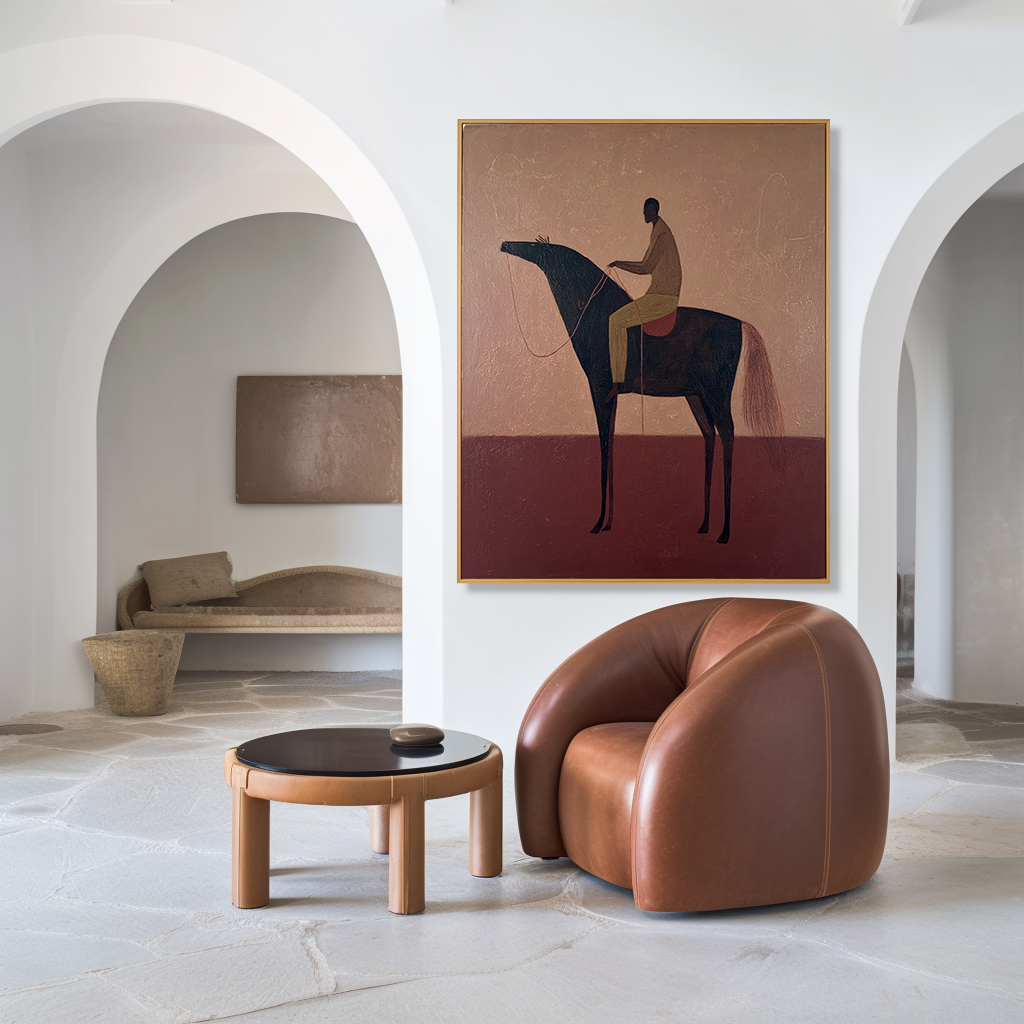 Silent Horizon – Minimalist Figurative Horse Oil Painting#AB14327