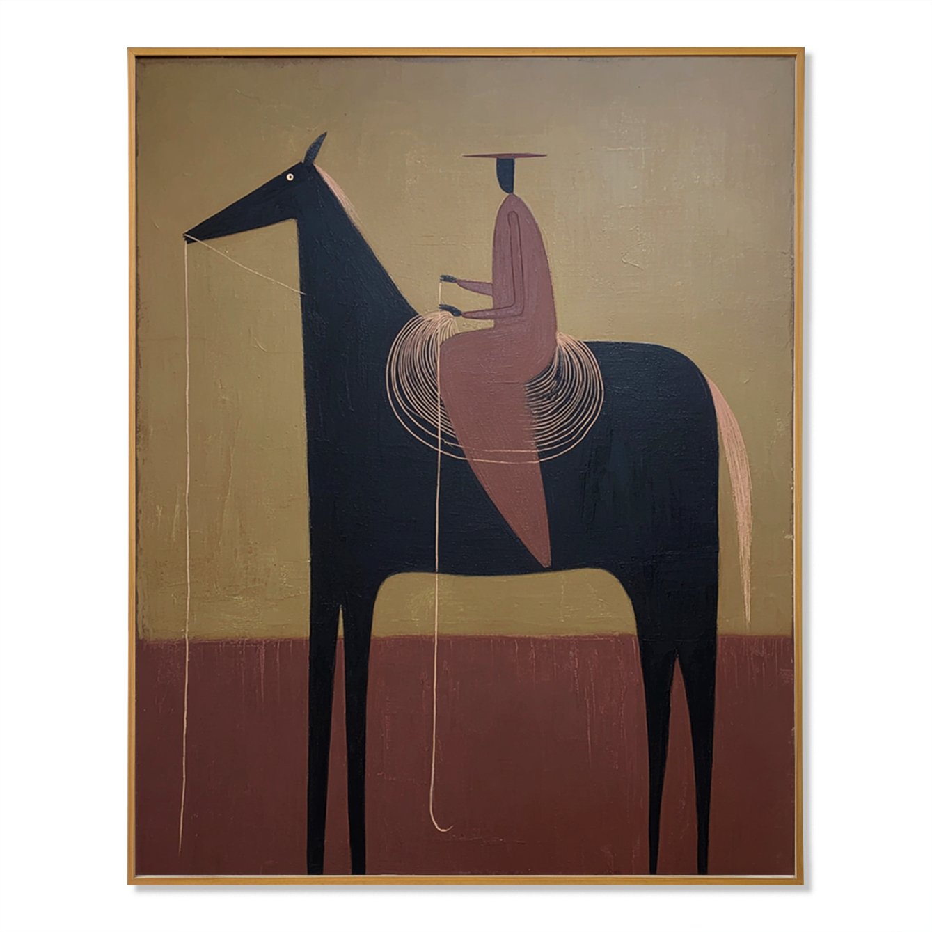 Measured Silence – Minimalist Figurative Horse Oil Painting#AB14328