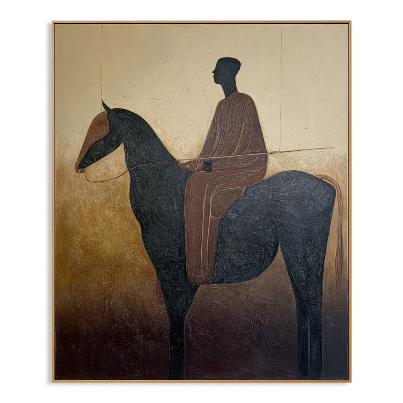 Still Horizon – Minimalist Figurative Horse Oil Painting#AB14332