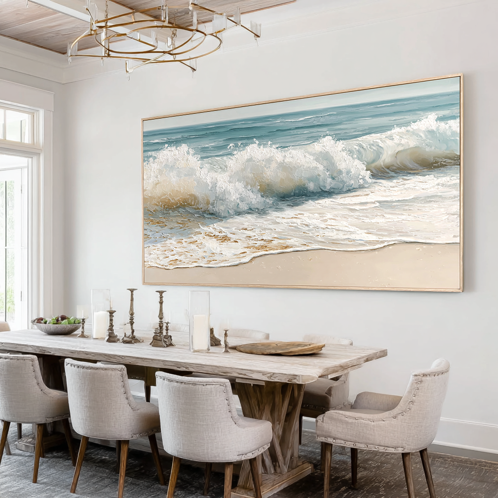 Whispering Tide – Textured Coastal Wave Painting#AB14298