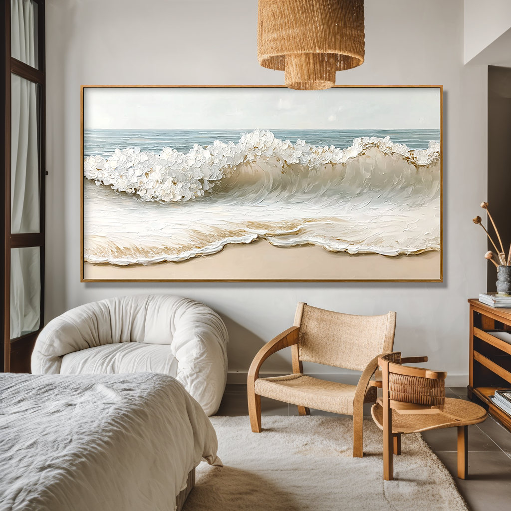 Silent Break – Textured Coastal Wave Painting#AB14299