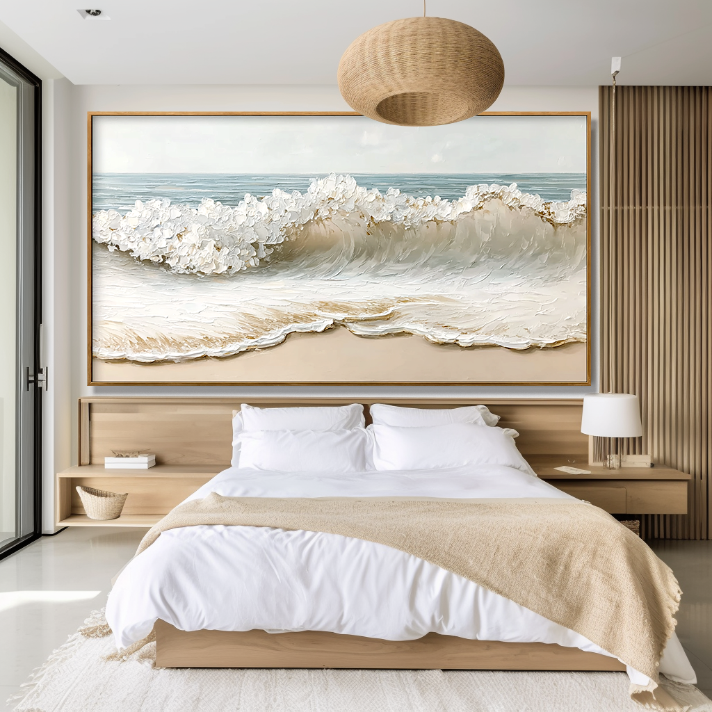 Silent Break – Textured Coastal Wave Painting#AB14299