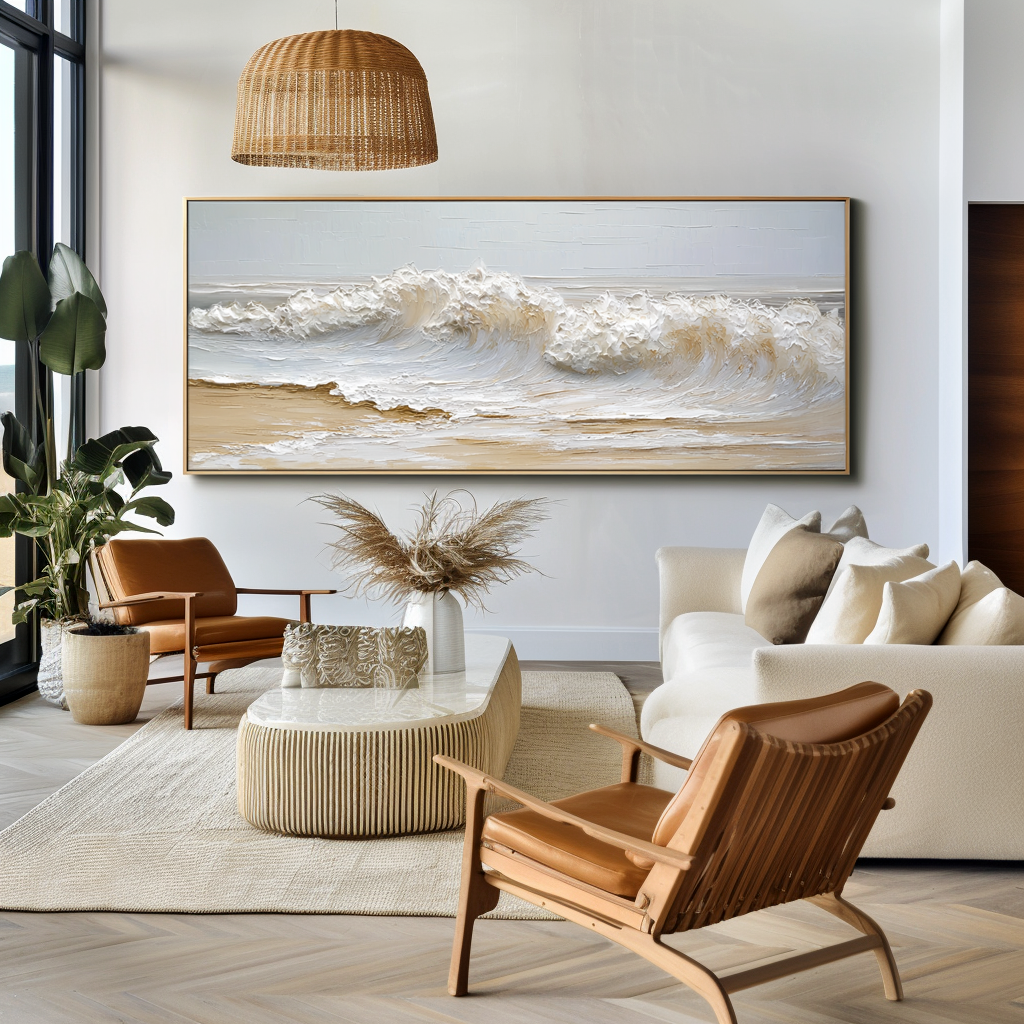 Silent Tide – Large Textured Wave Painting#AB14303