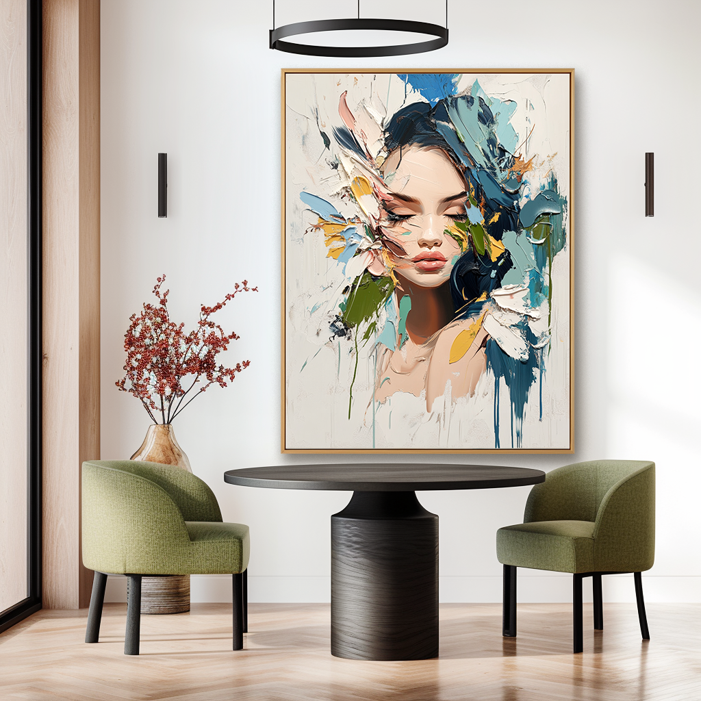 Serene Fragment – Textured Abstract Portrait Oil Painting#AB14315