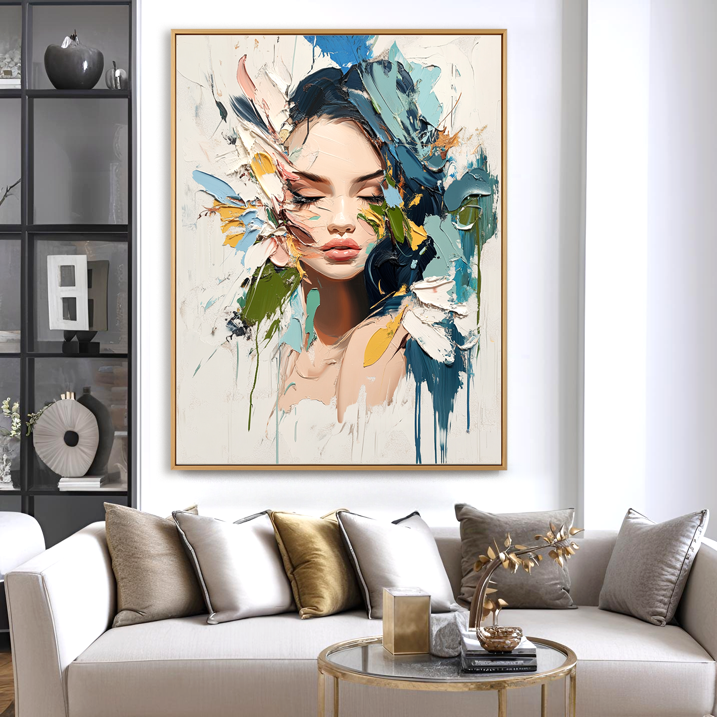 Serene Fragment – Textured Abstract Portrait Oil Painting#AB14315