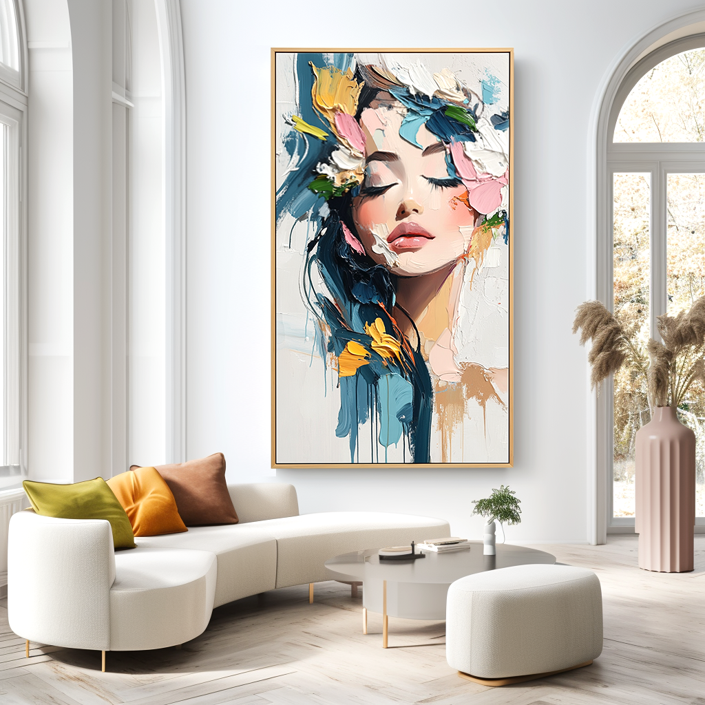 Whisper of Grace – Textured Abstract Portrait Oil Painting#AB14316