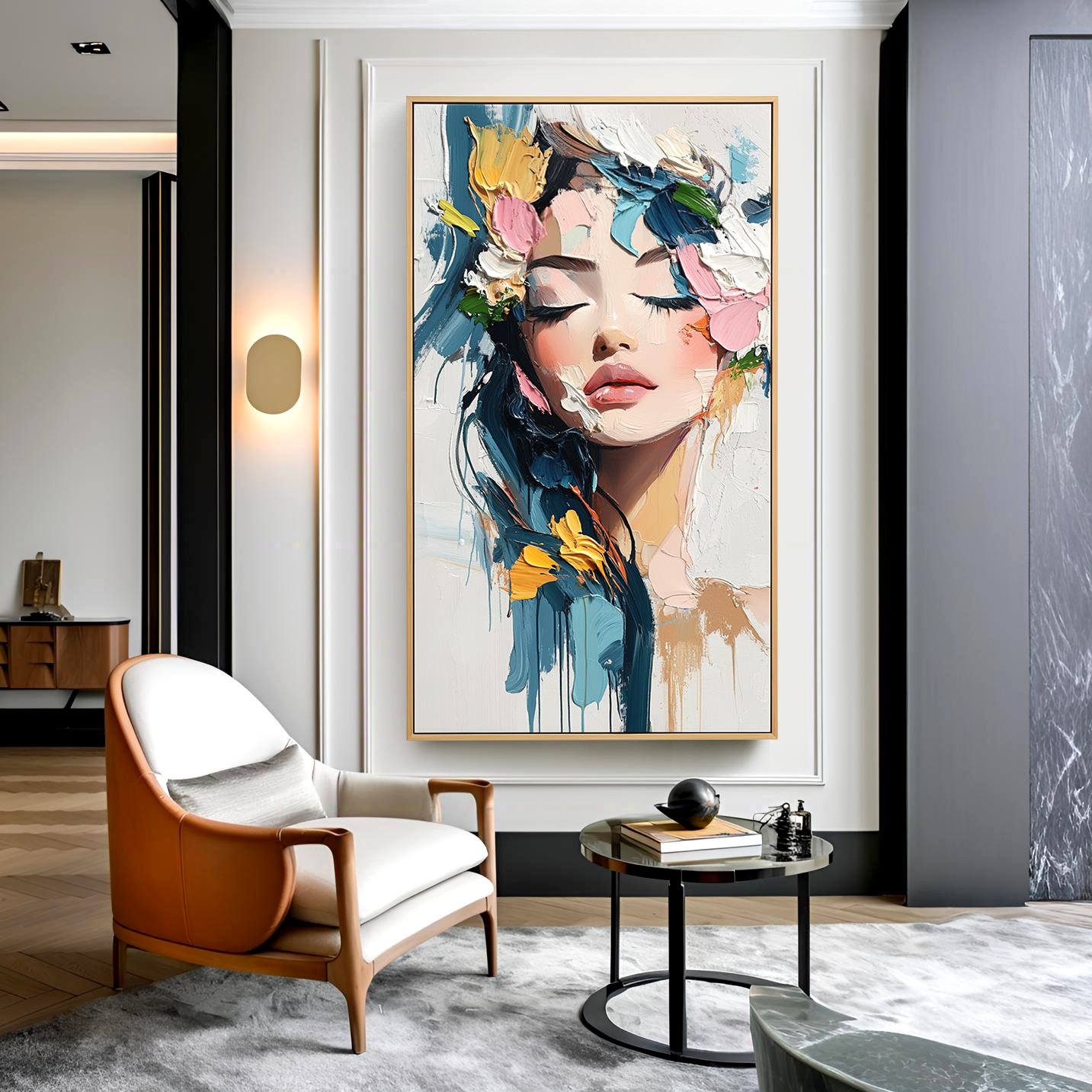 Whisper of Grace – Textured Abstract Portrait Oil Painting#AB14316