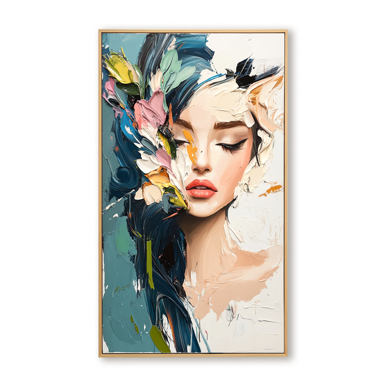 Ethereal Silence – Textured Abstract Portrait Oil Painting#AB14317